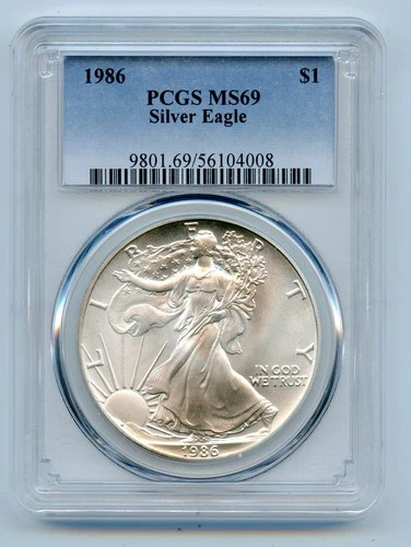 1986 $1 American Silver Eagle 1 OZ PCGS MS69 - First Year of Issue