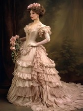 Custom Civil War Era Luxurious Wedding Dresses Medieval Square Neck Short Sleeve