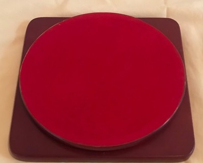 Quadratischer Holzsockel rot Display Plattenspieler / Lazy Susan sehr guter Zustand