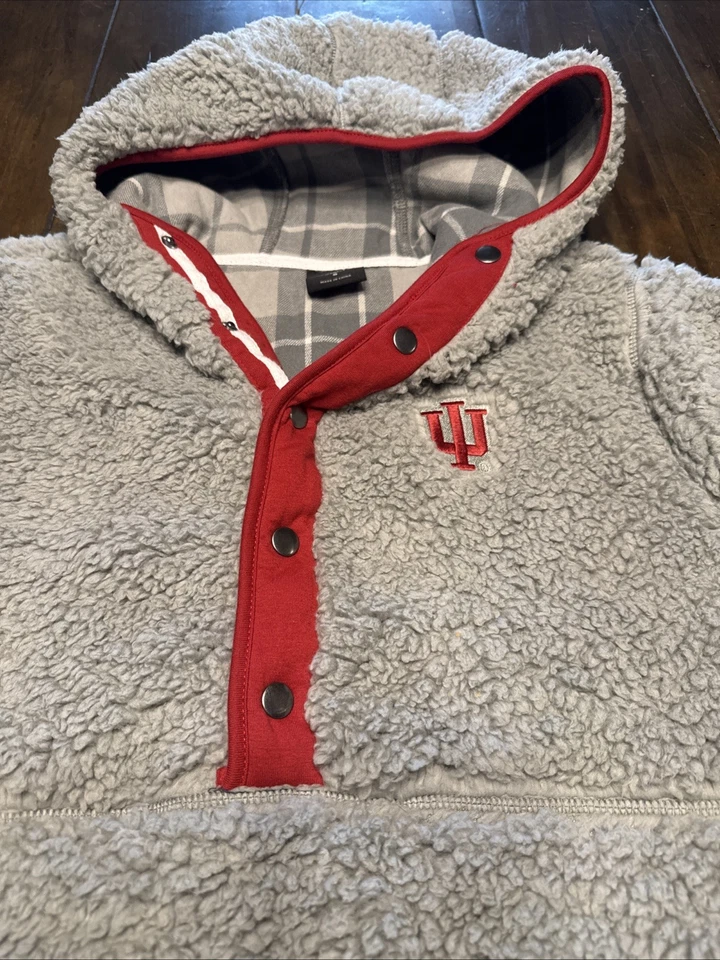 Suéter Indiana University Hoosiers Sherpa 1/4 pulôver feminino pequeno aconchegante quente - Imagem 2 de 4