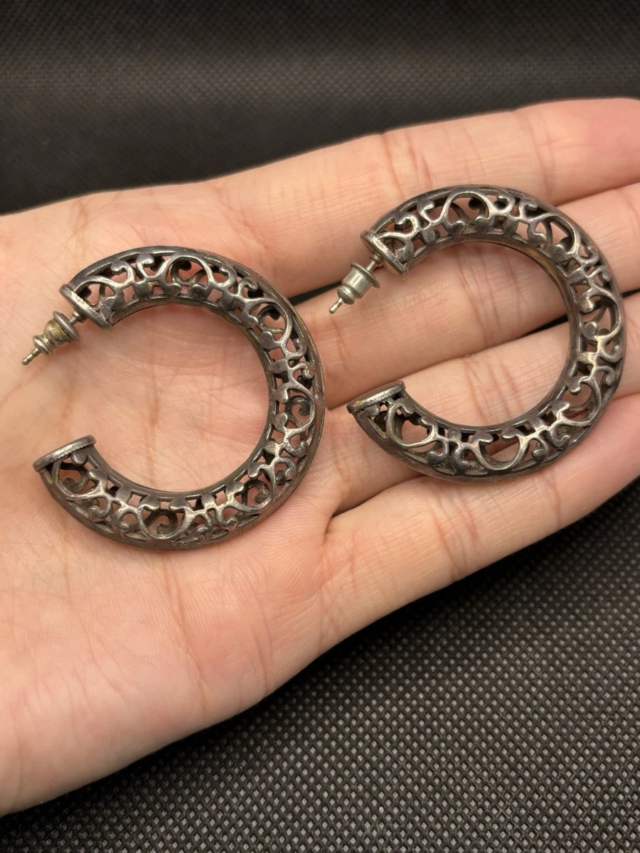 Boucle d'oreille créole plate de couleur or rose | En stock ! | Lucleon