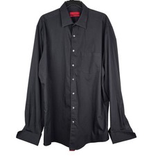 Alfani Mens Black Fitted Stretch Fabric Dress Shirt XL Easy Care 17 36-37 