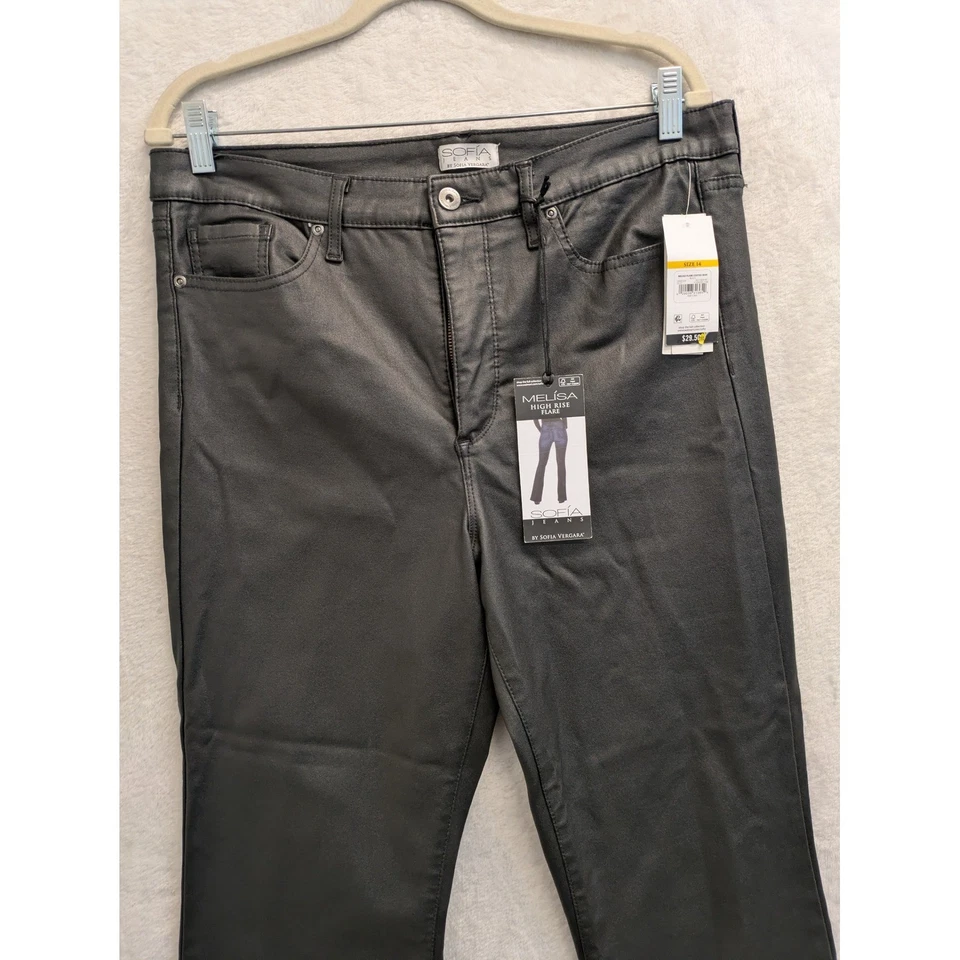 Sofia Jeans by Sofia Vergara Women's Melissa High Rise Black Flare Jeans Size 14 - Image 2 of 4
