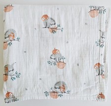 Angel Dear Sloth Muslin Swaddle Baby Blanket Branch Mom  Baby White Gray Orange
