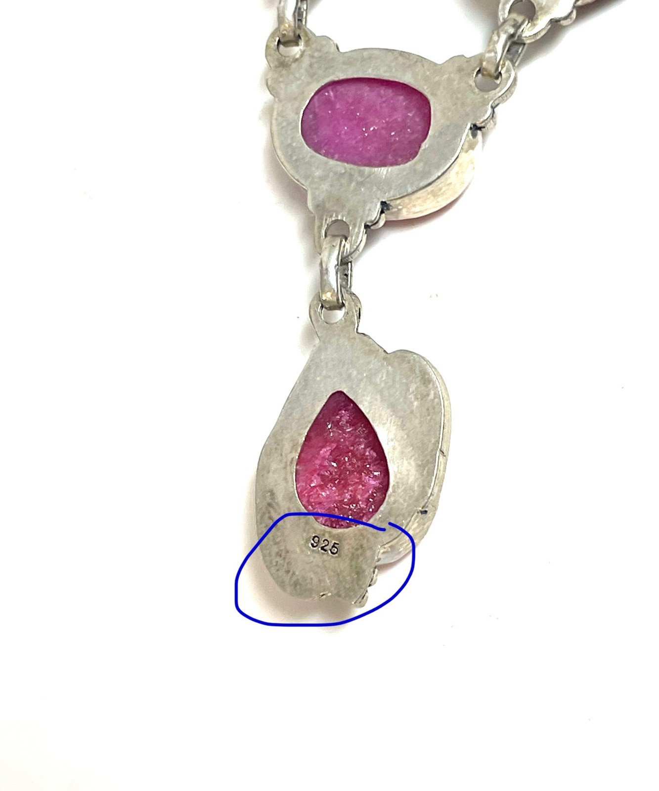 Sterling Mozambique Ruby Statement Necklace - image 3