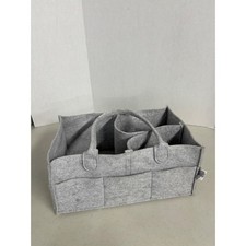 Grey Felt Diaper Caddy Organizer Portable Nursery Storage Bin with Pockets