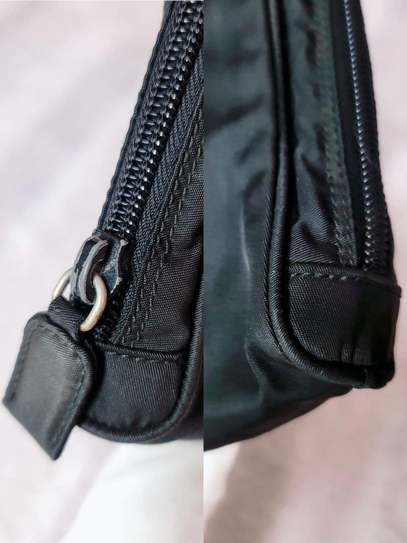 PRADA Nylon Pouch Triangular Logo Black Womens Pu… - image 10
