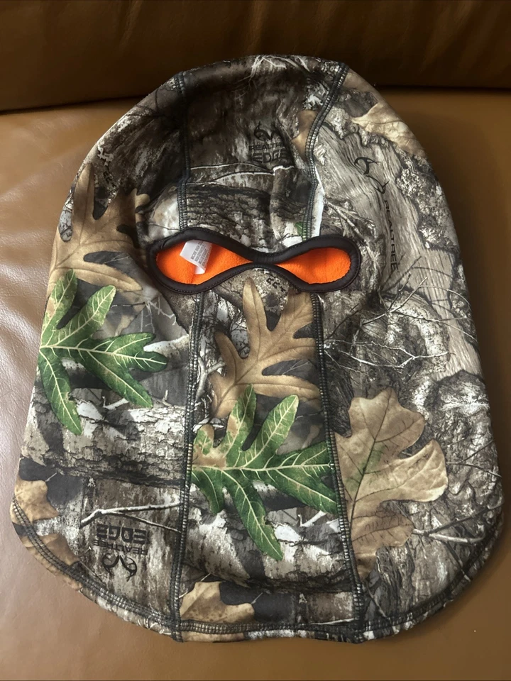 Orange & Realtree Camo Fleece Knit Reversible Balaclava Face Mask Hood Full Head - Image 3 of 4