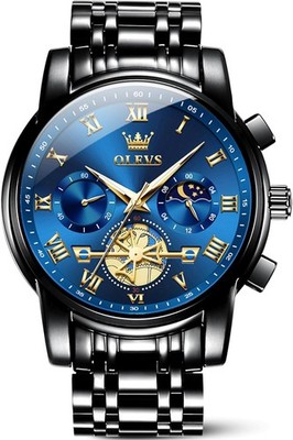 OLEVS Watches Men Waterproof Luxury Big Face Mens Watch Stainless Steel Quartz A