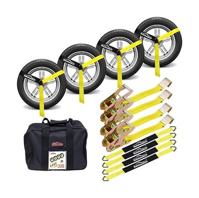 Car Tie Down with Flat Hooks 2inx10ft-10,000lbs Break Strength-4 Pack Lasso R...