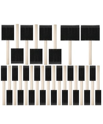 Bates- Foam Paint Brushes, 1'', 2'' & 3'', 26 Pack, & 26 Black