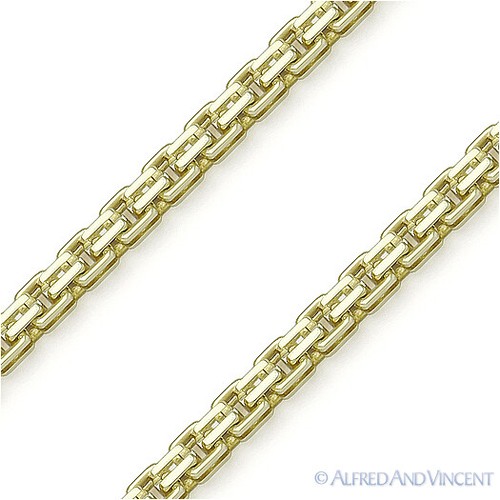 Italia 925 Plata Esterlina 14k GP 1,8 mm Caja Canalizada Eslabón Cadena Italiana Collar - Imagen 2 de 2