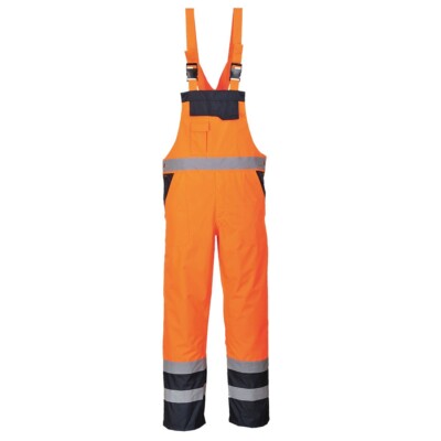 PORTWEST Hi-Vis Contrast Winter Bib and Brace Lined Waterproof Padded Overall UK