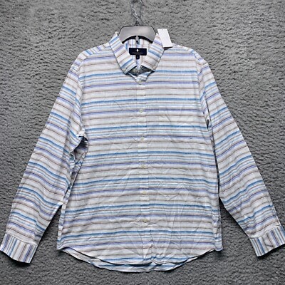 Argyleculture Russel Simmons Shirt Mens XL Blue Multi Pocket Button Up LS
