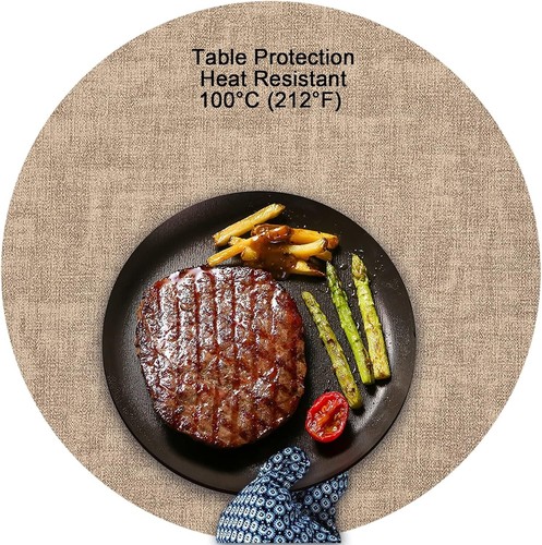 Myir JUN Leather Table Mats and Coasters, Placemat Set of 4, grey / beige no 909 - Picture 3 of 3