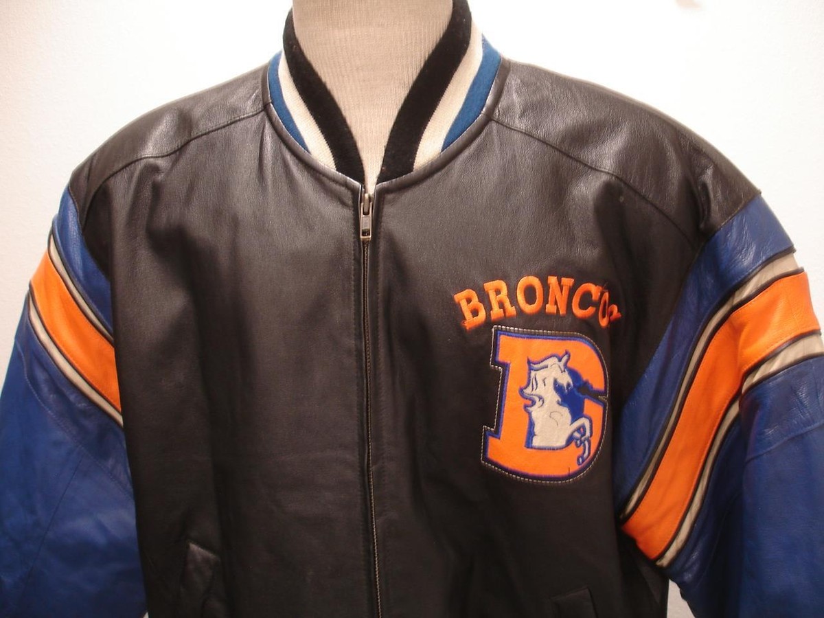 Men's L NFL Mirage Leather Jacket Vintage 1990's Denver Men's L NFL Mirage Leather Jacket Vintage 1990's Denver