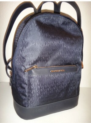 MICHAEL KORS Morgan Signature Backpack Admiral Canvas Gold Excellent Condition