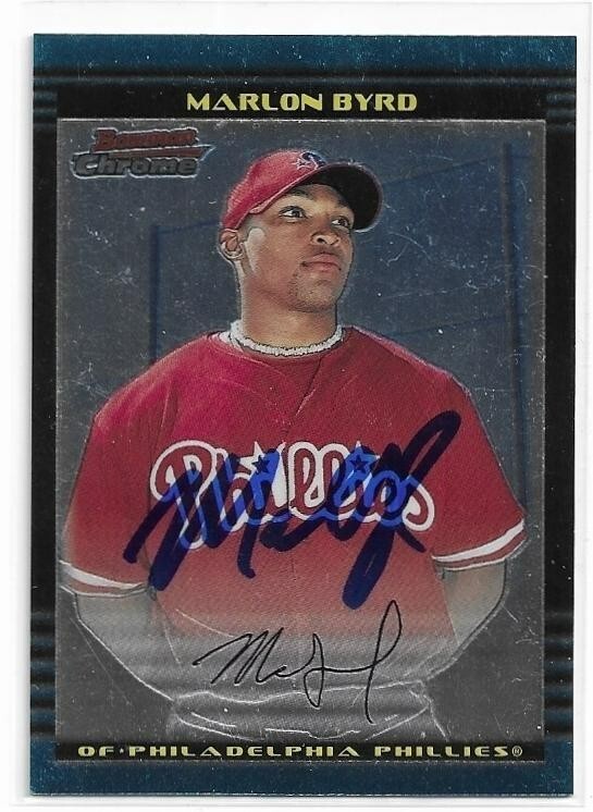 MARLON BYRD Autographed Signed 2002 Bowman Chrome card 141 Philadelphia ...