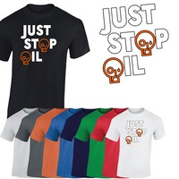 Just Stop Oil Anti Environment Mens Protest Save Earth Funny Green T-Shirt