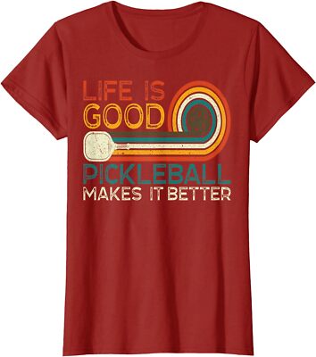 Funny Life is Good, Pickleball Makes it Better Ladies' Crewneck T-Shirt