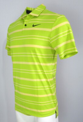 Nike Golf Polo Shirt Men s Size S Striped Lime Green Cream DR5300 DRI-FIT