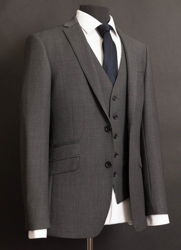 Tom Percy Grey 3 Piece Suit British Tailoring Wool 44R W38 L31 RRP £369.99 - 第 6/17 張圖片