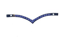 Stylish Blue V-shaped horse bridle Snap browband made from durable leather .