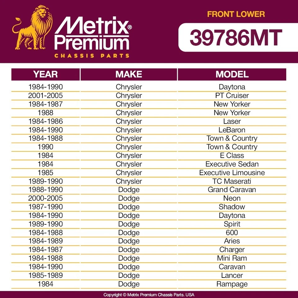 Rótula inferior delantera para Chrysler Daytona Clase E Sedán Ejecutivo K7147 Foto 2 de 4