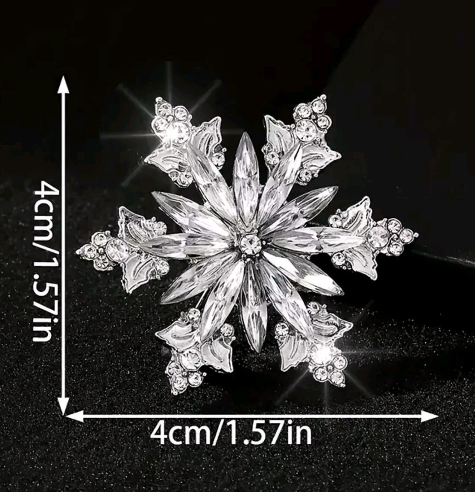 snowflake Brooch Pin jewelry FAST Free Ship 1.6 inch