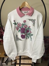Morning Sun Collared Sweatshirt Crewneck Women  s Floral Vintage 90s
