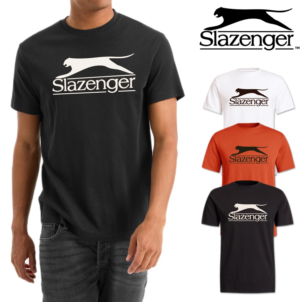 T-shirt Uomo SLAZENGER 100% Cotone Maglietta Cotone Maglia Mezza