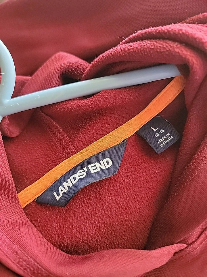 Lands End Sudadera con Capucha Manga Larga Pullover Niños Grande 14-16 Borgoña Foto 3 de 3