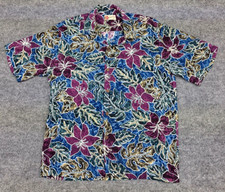 Vtg Hilo Hattie Hawaiian Shirt Men's Size XL Floral Made in USA Single Stitch