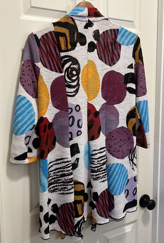NWT Ali Miles Cardigan Womens S Multicolor Mesh Open Front Stretch Art to Wear - Picture 5 of 9