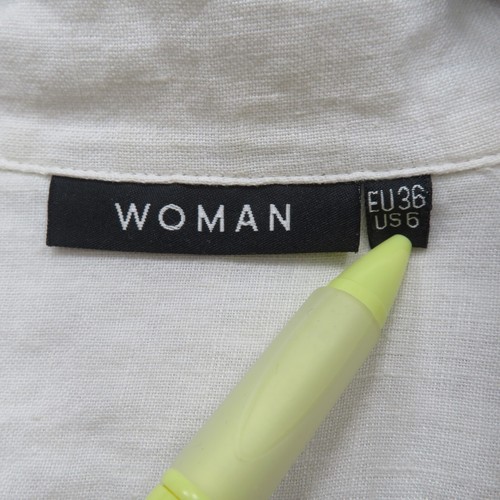 H & M Womens Ivory Linen Painted Butterflies Long Sleeve Button Up Top Size 6 US - Picture 5 of 11