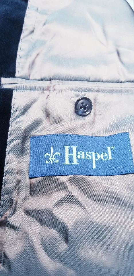 Abrigo Chaqueta Blazer 40S Delgado Azul Terciopelo Algodón Evento Cena Tweed Fumar Foto 4 de 4