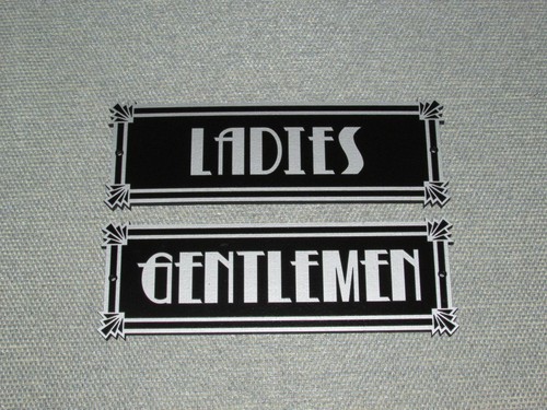 Art Deco Style Silver and Black Ladies & Gentlemen Restroom Signs Set - Picture 3 of 3