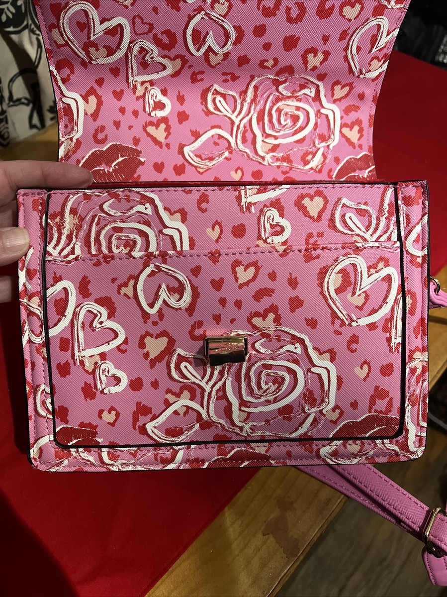 NWT Aldo Pink Heart Roses Lips Valentines Day Handbag