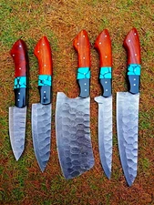 Handmade Damascus knives set Chef Knife Set Kitchen KNIVES SET full tang