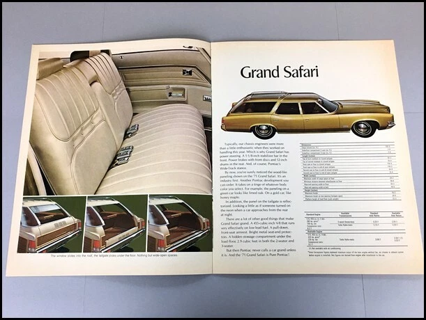 1971 Pontiac Station Wagon Brochure Catalog - Bonneville SafarI Catalina LeMans Foto 4 de 4