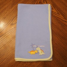 JUST ONE YEAR by CARTERS Blue 100 Cotton DINO BUDDIES Dinosaur Blanket One Size