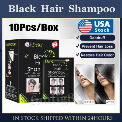 10Pcs Black Hair Shampoo 5 Min Dye Hair Into Black Herb Natural Colorant Shampoo