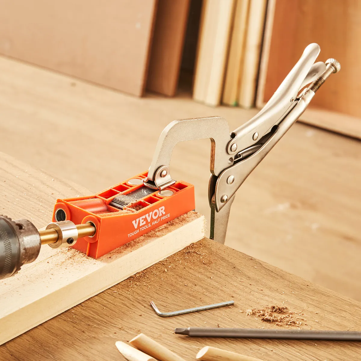 VEVOR Pocket Hole Jig Kit Joinery Woodworking System Adjustable Depth with  Clamp
