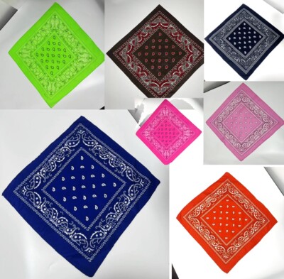 100 % Baumwolle Bandana Paisley-Muster Krawatte Kopftuch schwarz weiß Stirnband