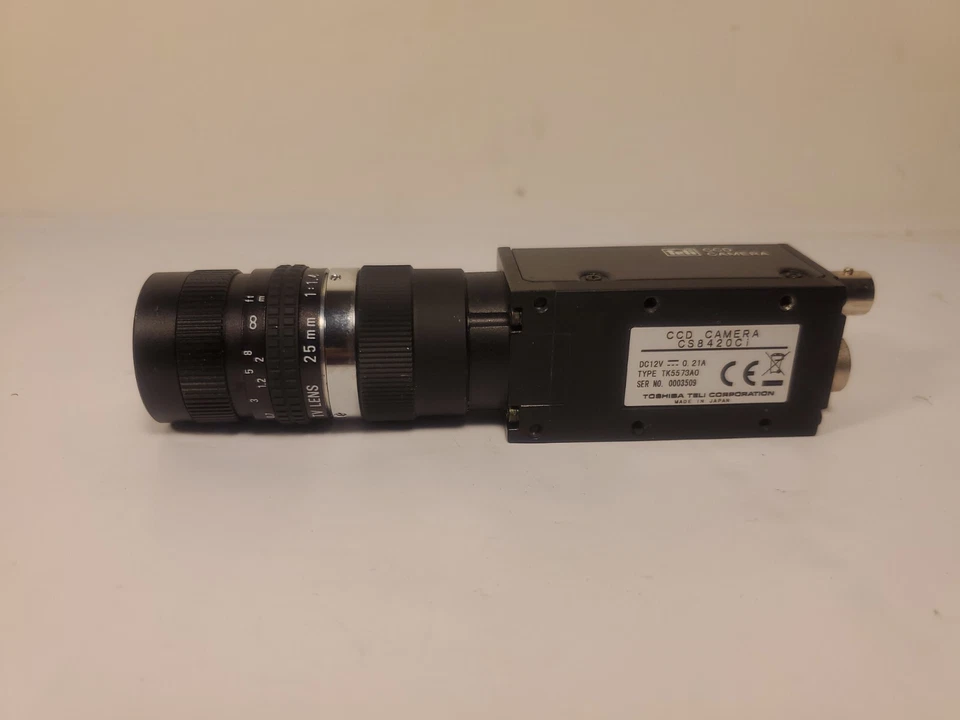 Teli CS8420Ci CCD Video Camera Lens B/W Camera 1/2“ 12VDC 16ft Cable Bracket - Image 4 of 4