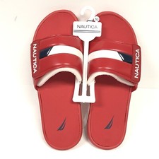 Nautica Men's Colorblock Logo Slide Sandal KM167-2 Red Bower 2 Choose Size