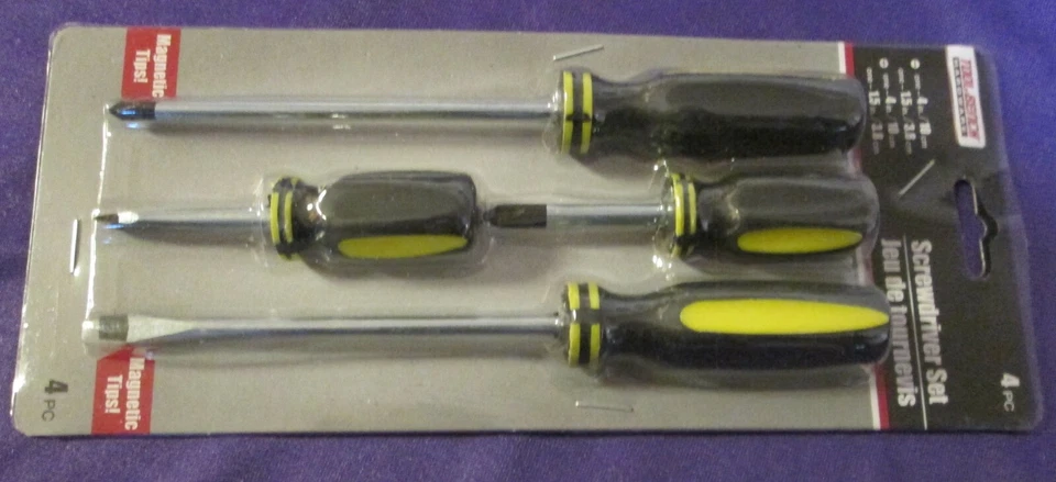 4 PC SLOTTED & PHILLIPS MAGNETIC TIP SCREWDRIVER SET FREE SHIPPING NIB - Image 2 of 2