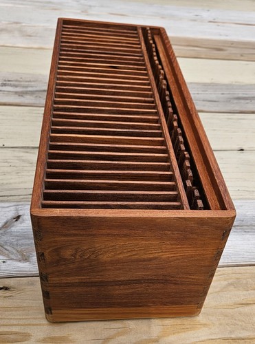 Vintage EUC Kalmar Designs MCM Teak Wood 30 Slot CD Storage Holder Cabinet RARE - Picture 7 of 9