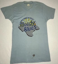Vintage 1970s Moody Blues Down Home In Texas T Shirt Single Stitch