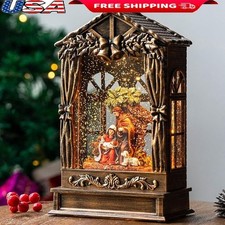 Lighted Nativity Scene Water Lantern Snow Globe W/ Music Timer Function Gifts